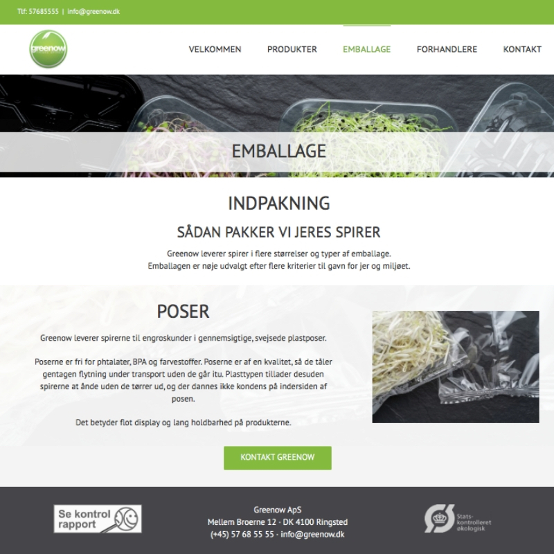 Greenow emballage hjemmeside